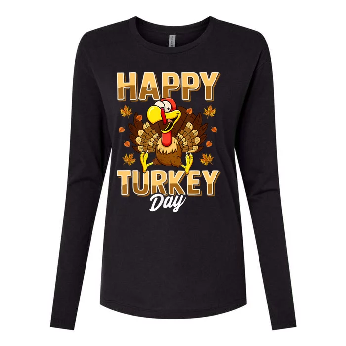 Happy Turkey Day Shirt Thanksgiving Day Holiday Gift Womens Cotton Relaxed Long Sleeve T-Shirt