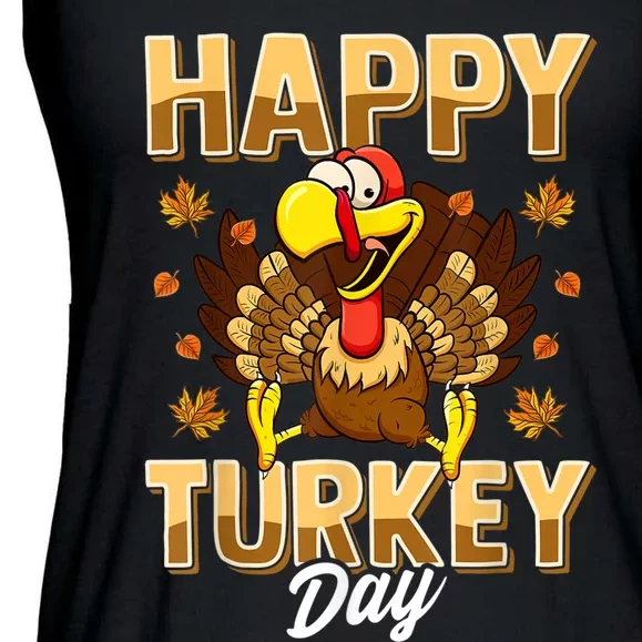 Happy Turkey Day Shirt Thanksgiving Day Holiday Gift Ladies Essential Flowy Tank