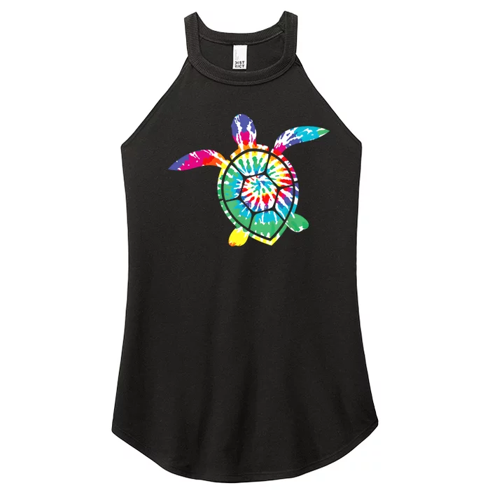 Hawaiian Tie Dye Sea Turtle Cute Sea Turtle Lover Men Women Women’s Perfect Tri Rocker Tank