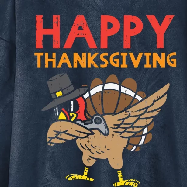 Happy Thanksgiving Dabbing Turkey Gamer Gaming Gift Hooded Wearable Blanket