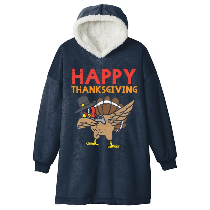 Happy Thanksgiving Dabbing Turkey Gamer Gaming Gift Hooded Wearable Blanket