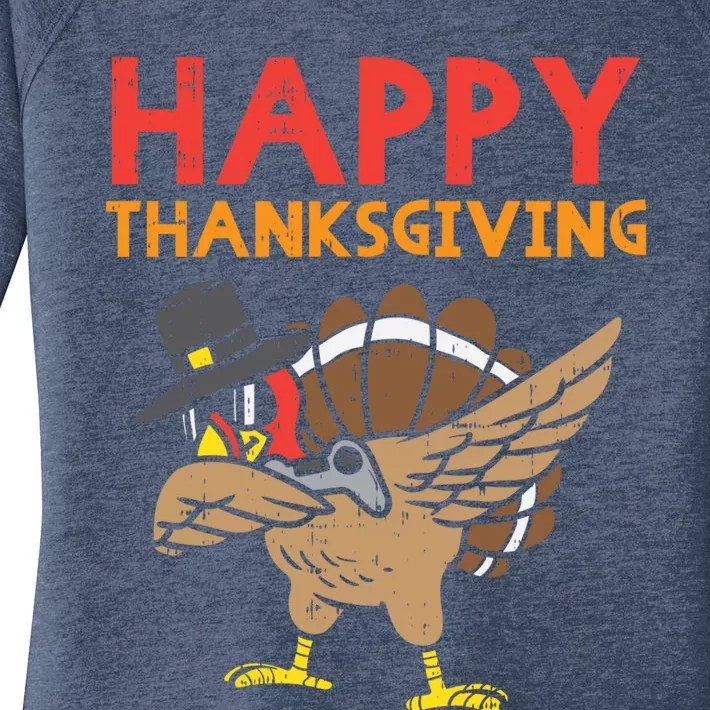 Happy Thanksgiving Dabbing Turkey Gamer Gaming Gift Women's Perfect Tri Tunic Long Sleeve Shirt