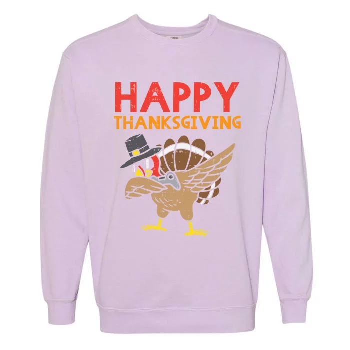 Happy Thanksgiving Dabbing Turkey Gamer Gaming Gift Garment-Dyed Sweatshirt