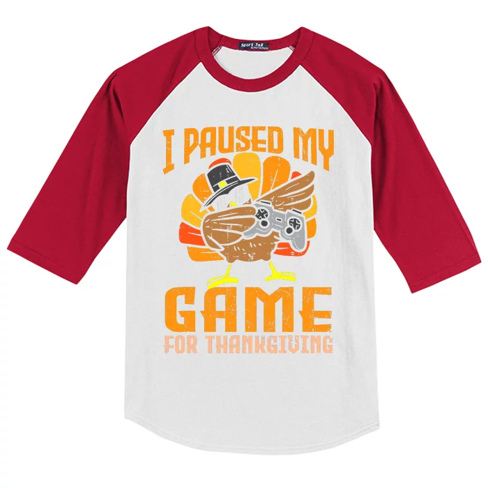 Happy Thanksgiving Dabbing Gamer Turkey Kids Colorblock Raglan Jersey