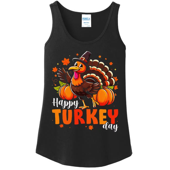 Happy Turkey Day Fall Autumn Thanksgiving Ladies Essential Tank