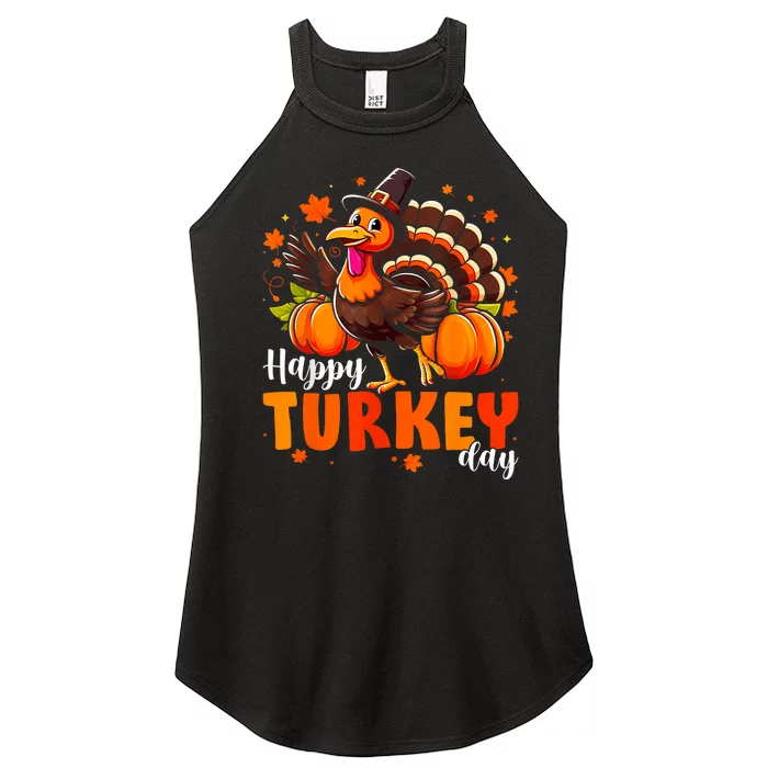 Happy Turkey Day Women Fall Autumn Thanksgiving Women’s Perfect Tri Rocker Tank