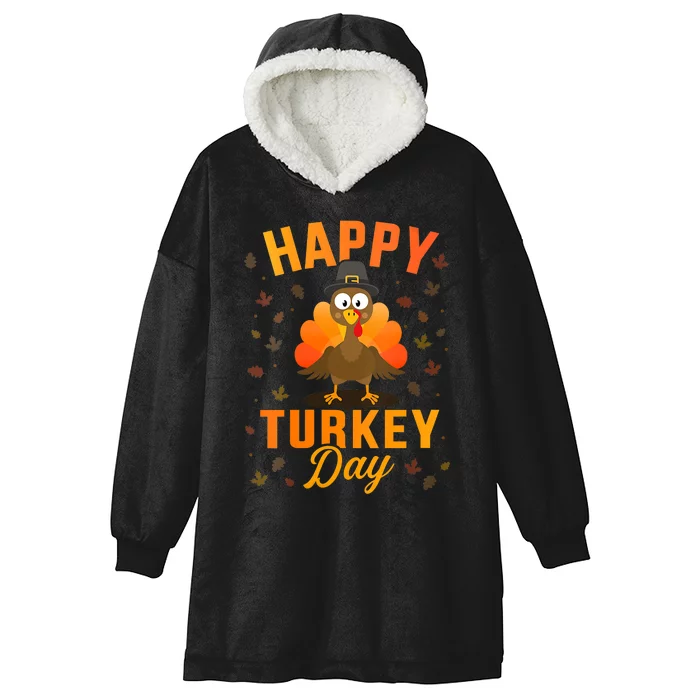 Happy Turkey Day For Thanksgiving Holiday Season Hooded Wearable Blanket