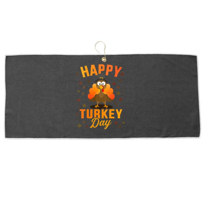 Happy Turkey Day For Thanksgiving Holiday Season Large Microfiber Waffle Golf Towel