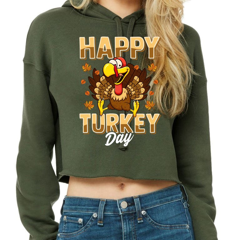 Happy Turkey Day Gift Thanksgiving Day Gift Holiday Gift Crop Top Hoodie