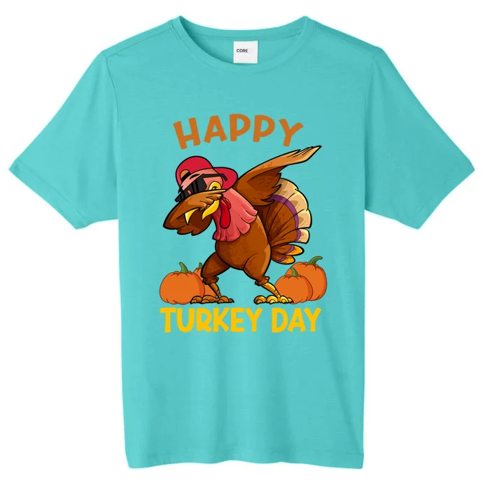 Happy Turkey Day Dabbing Turkey Thanksgiving Day Gift ChromaSoft Performance T-Shirt