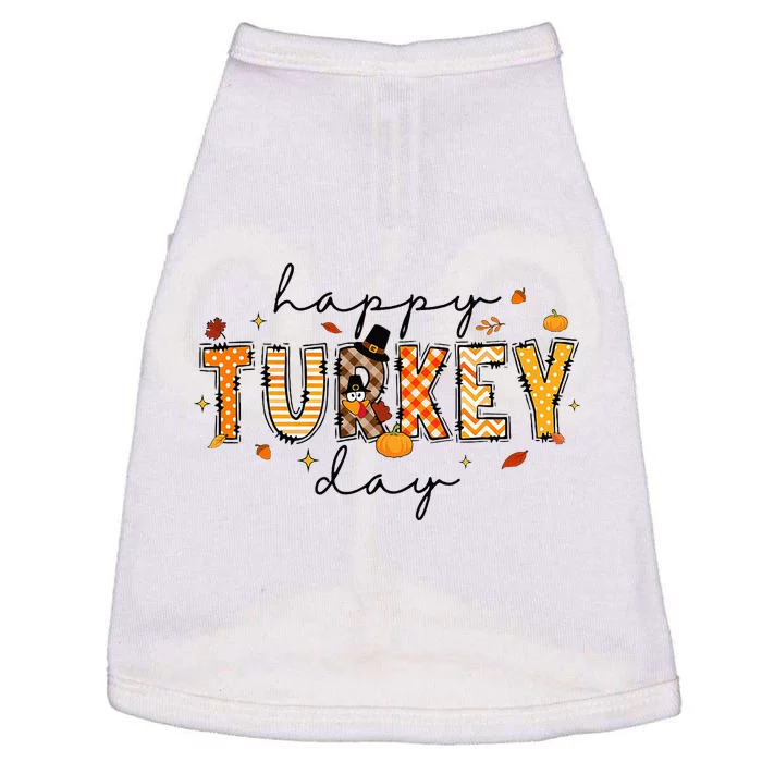 Happy Turkey Day Cute Turkey Thanksgiving Doggie Tank