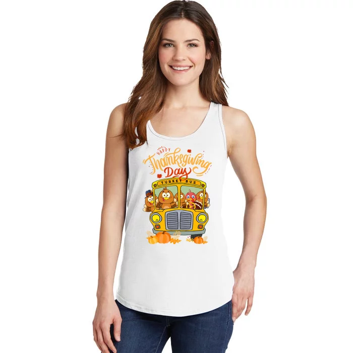 Happy Thanksgiving Day Turkey School Bus Driver Gifts Ladies Essential Tank