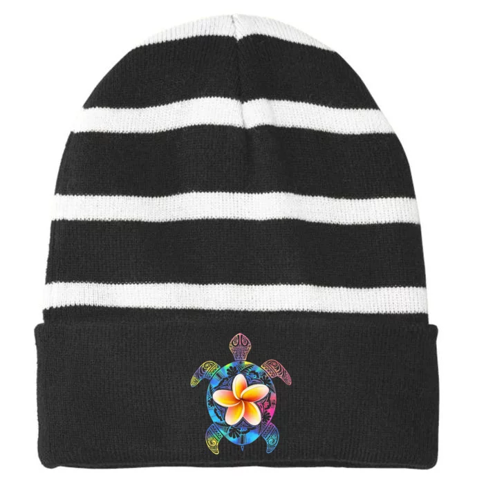 Hawaiian Tie Dye Sea Turtle Hawaii For Men And Women Striped Beanie with Solid Band