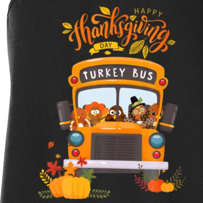 Happy Thanksgiving Day Turkey School Bus Driver Gifts Women's Racerback Tank