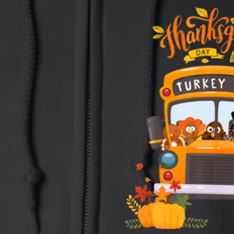 Happy Thanksgiving Day Turkey School Bus Driver Gifts Full Zip Hoodie