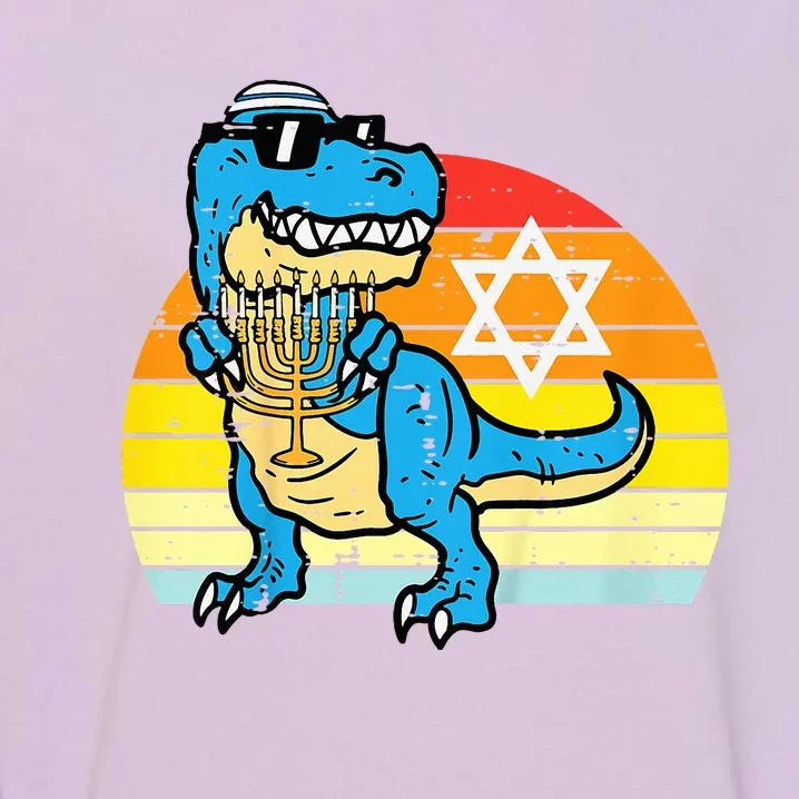 Hanukkah Trex Dino Retro Chanukah Jewish Garment-Dyed Sweatshirt