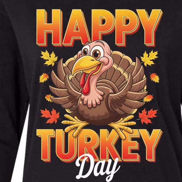 Happy Turkey Day Thanksgiving Turkey Holiday Autumn Great Gift Womens Cotton Relaxed Long Sleeve T-Shirt