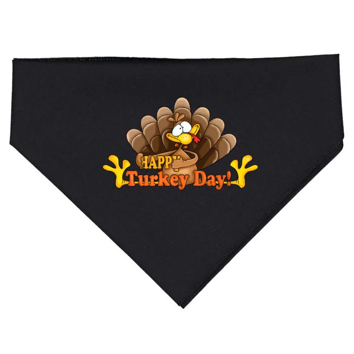 Happy Turkey Day Funny Thanksgiving USA-Made Doggie Bandana