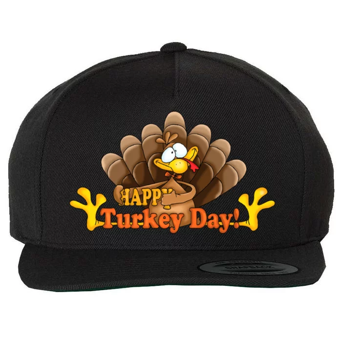 Happy Turkey Day Funny Thanksgiving Wool Snapback Cap