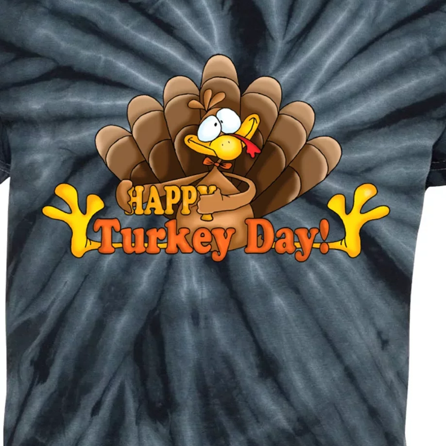 Happy Turkey Day Funny Thanksgiving Kids Tie-Dye T-Shirt