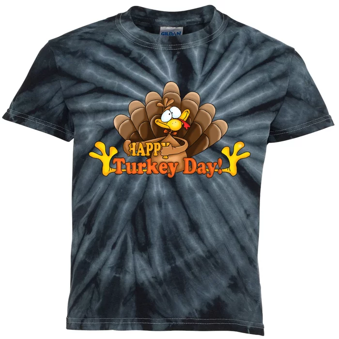 Happy Turkey Day Funny Thanksgiving Kids Tie-Dye T-Shirt