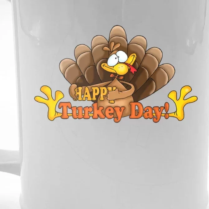 Happy Turkey Day Funny Thanksgiving Front & Back Beer Stein