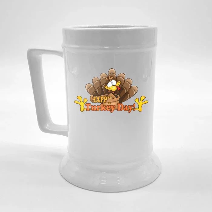 Happy Turkey Day Funny Thanksgiving Front & Back Beer Stein