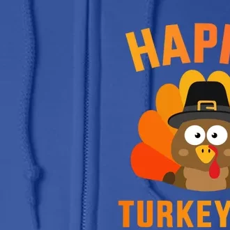 Happy Turkey Day With Cute Bird For Thanksgiving Dinner Great Gift Full Zip Hoodie