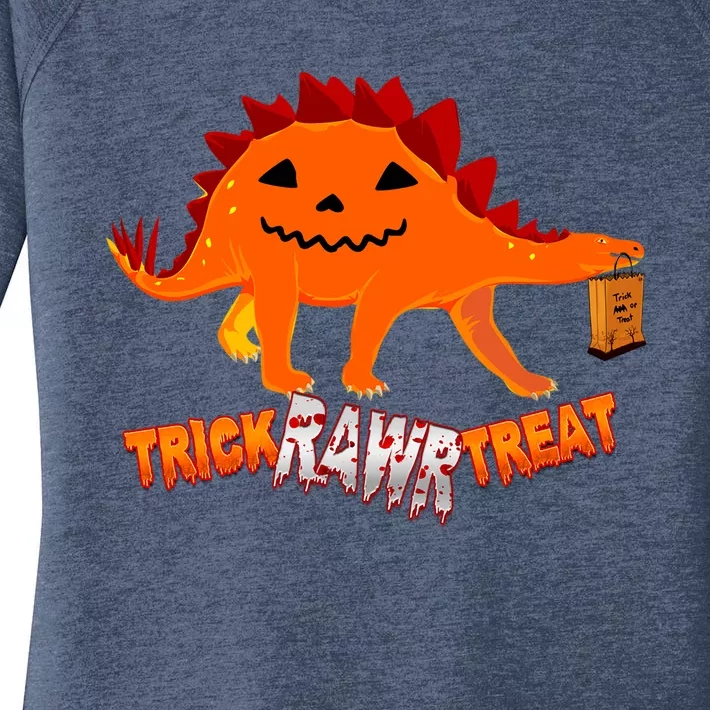 Halloween TRex Dinosaur Trick Rawr Treat Gift Funny Gift Women's Perfect Tri Tunic Long Sleeve Shirt