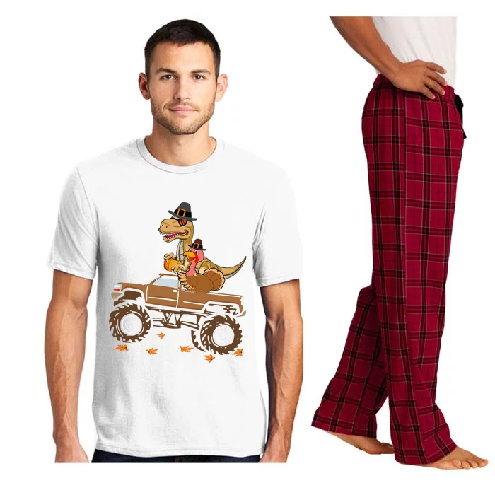 Happy Thanksgiving Dinosaur Turkey Riding Truck Pajama Set