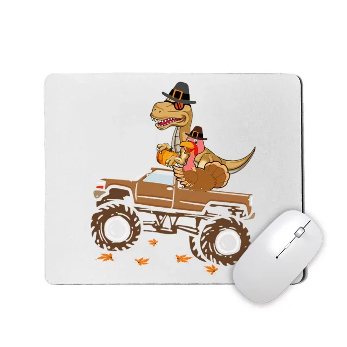 Happy Thanksgiving Dinosaur Turkey Riding Truck Mousepad