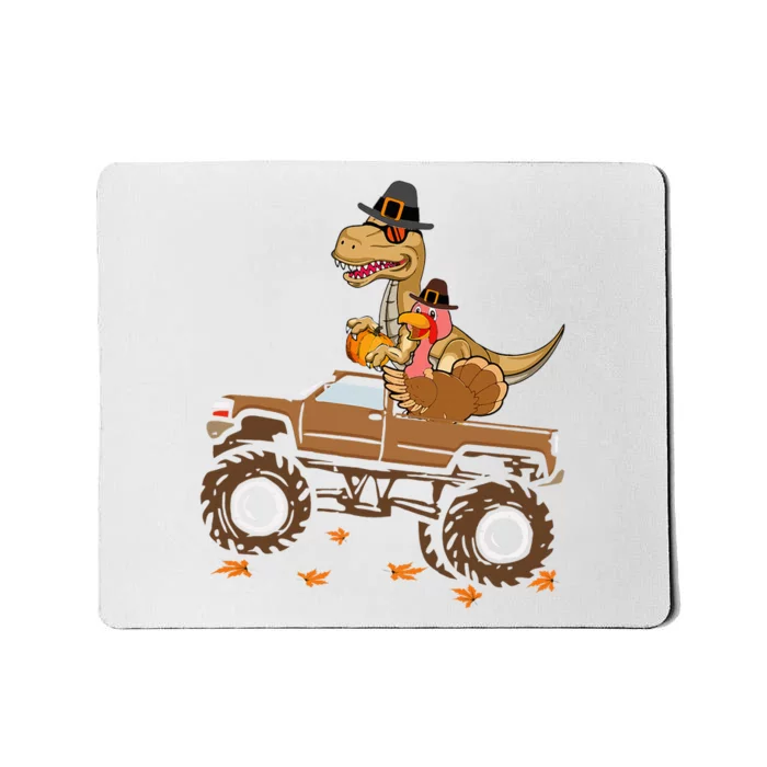 Happy Thanksgiving Dinosaur Turkey Riding Truck Mousepad