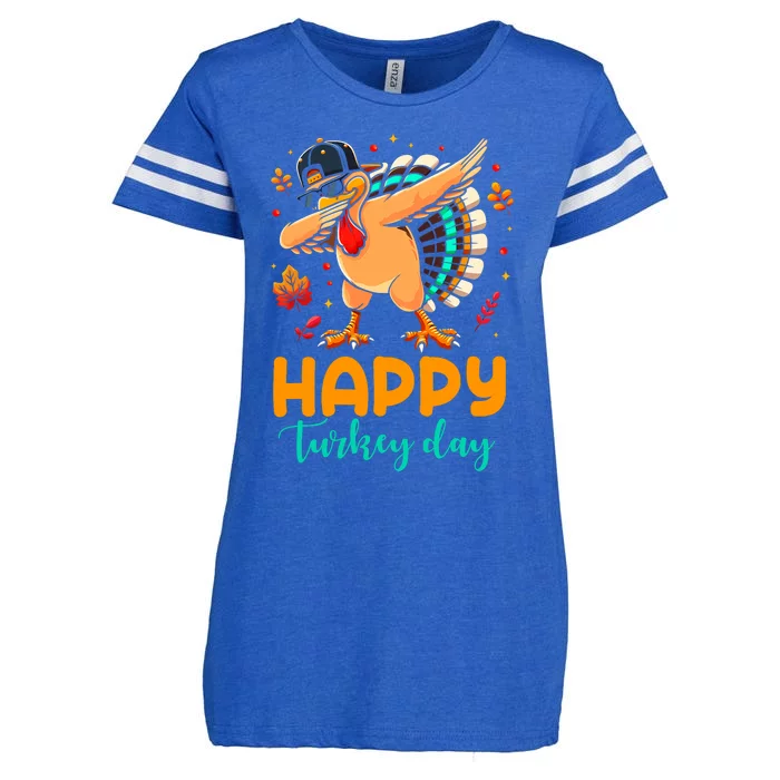 Happy Turkey Day Thanksgiving Turkey Pilgrim Enza Ladies Jersey Football T-Shirt