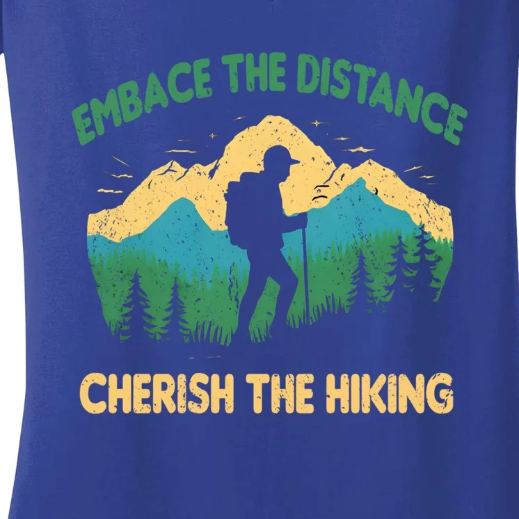 Hiking Through Distance Gift Women's V-Neck T-Shirt