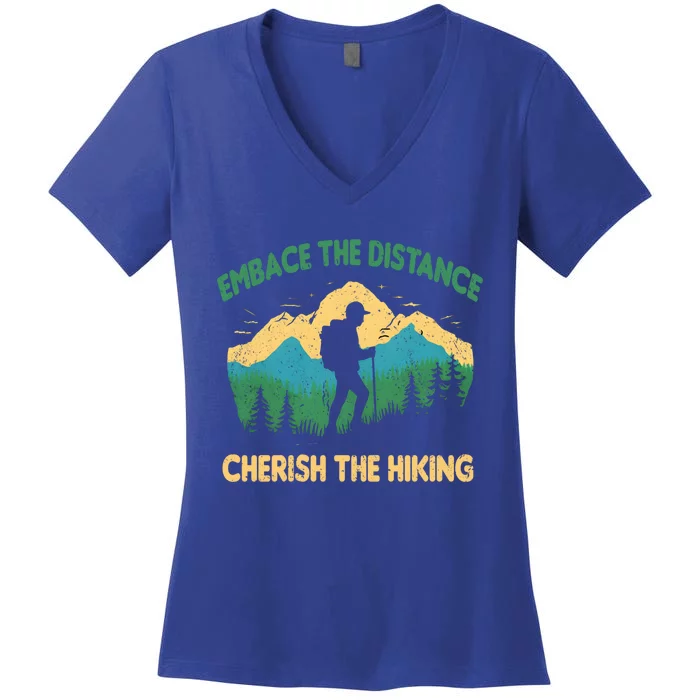 Hiking Through Distance Gift Women's V-Neck T-Shirt