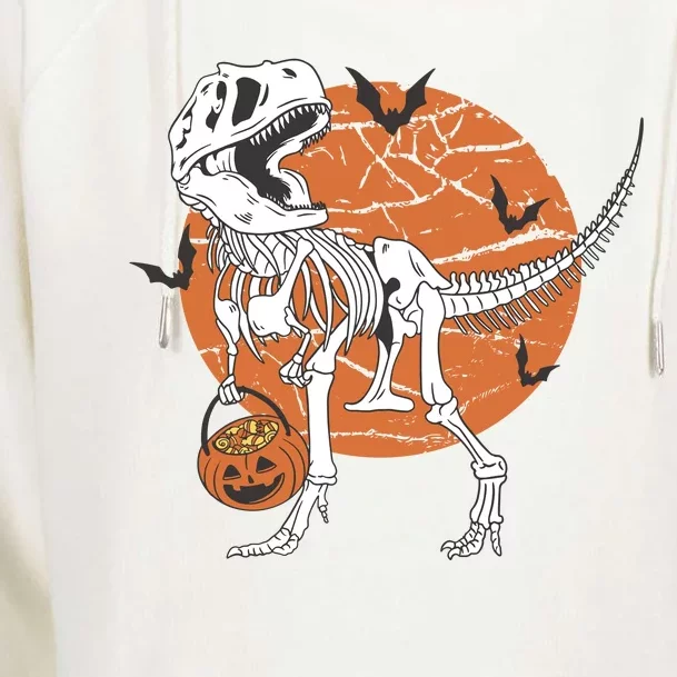 Halloween TRex Dinosaur Skeleton Womens Funnel Neck Pullover Hood