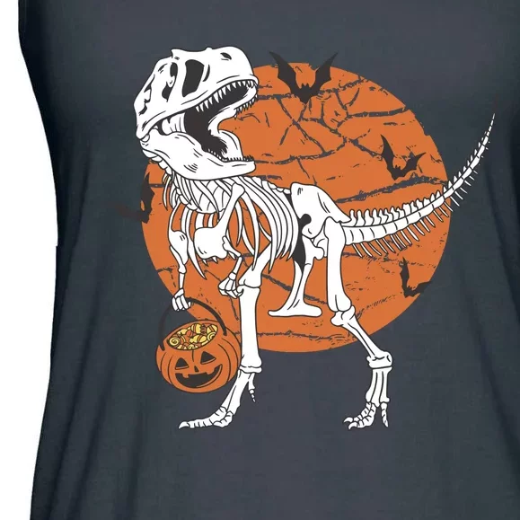 Halloween TRex Dinosaur Skeleton Ladies Essential Flowy Tank