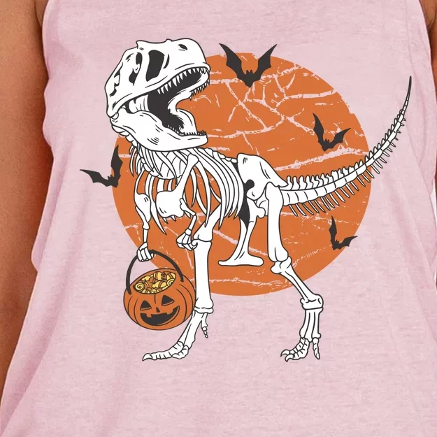 Halloween TRex Dinosaur Skeleton Women's Knotted Racerback Tank