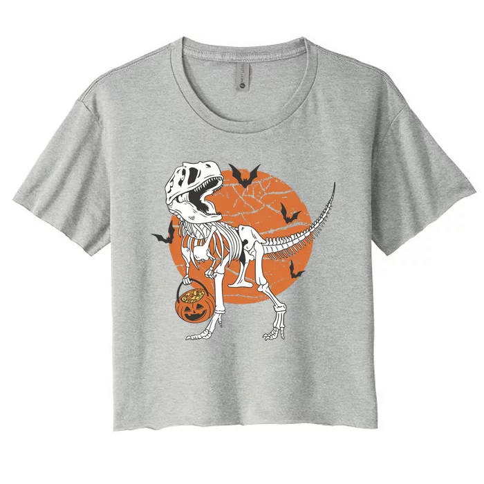 Halloween TRex Dinosaur Skeleton Women's Crop Top Tee