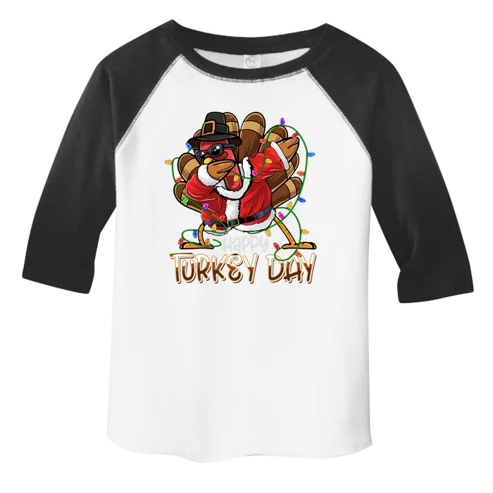 Happy Turkey Day Dabbing Turkey Lights Thanksgiving Great Gift Toddler Fine Jersey T-Shirt