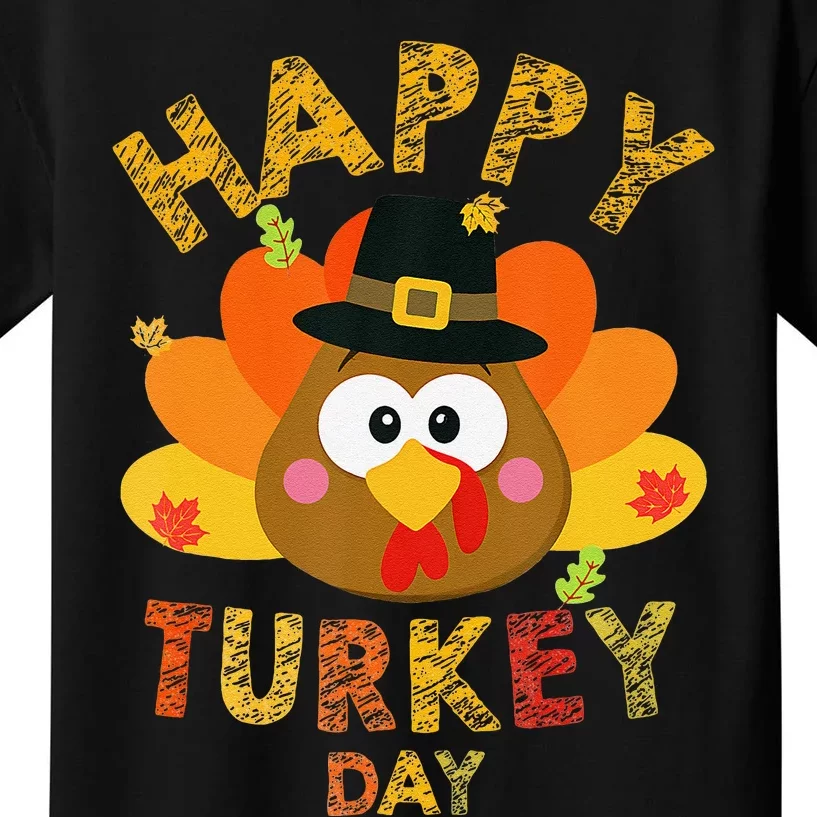 Happy Turkey Day 2024 Autumn Fall Thanksgiving Family Kids T-Shirt