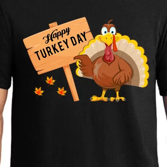 Happy Turkey Day Funny Thanksgiving Family Graphic Gift Pajama Set