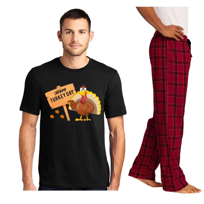 Happy Turkey Day Funny Thanksgiving Family Graphic Gift Pajama Set