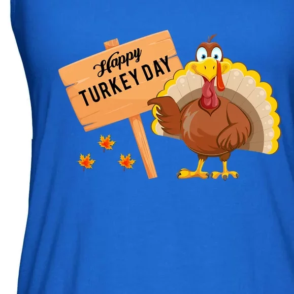 Happy Turkey Day Funny Thanksgiving Family Graphic Gift Ladies Essential Flowy Tank