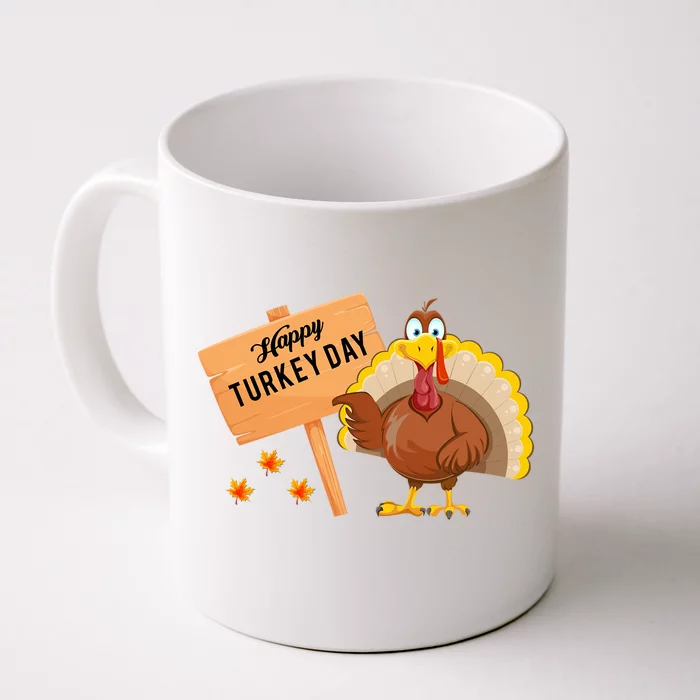 Happy Turkey Day Funny Thanksgiving Family Graphic Gift Front & Back Coffee Mug