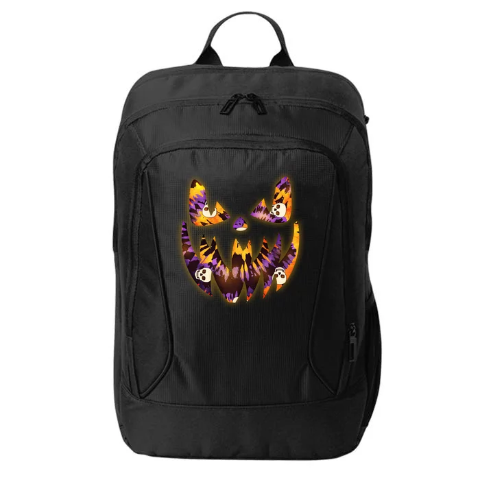 Halloween Tie Dye Jackolantern Face City Backpack