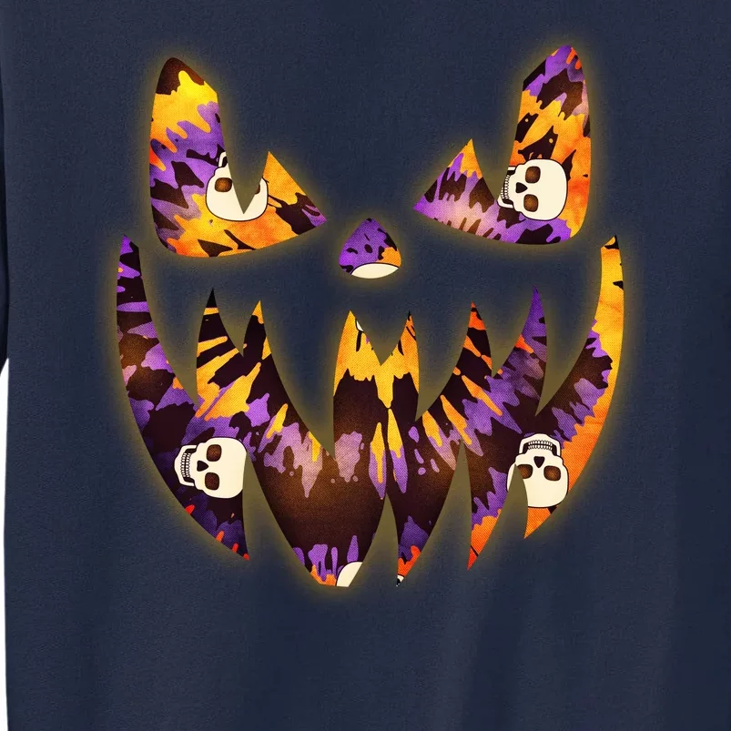 Halloween Tie Dye Jackolantern Face Tall Sweatshirt