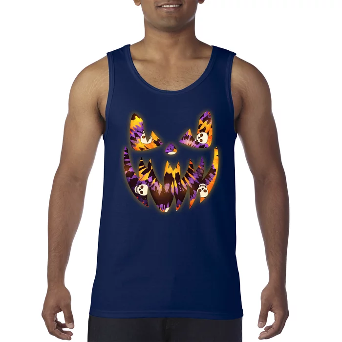 Halloween Tie Dye Jackolantern Face Tank Top