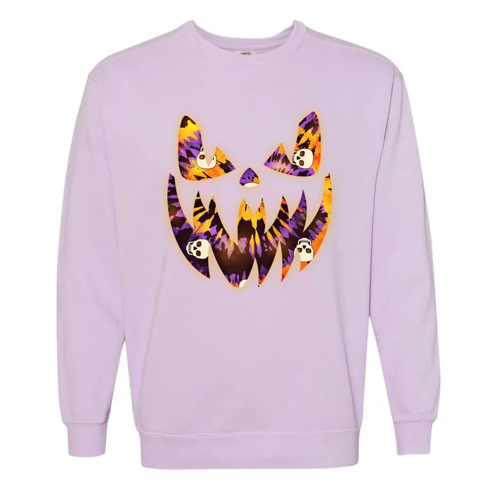 Halloween Tie Dye Jackolantern Face Garment-Dyed Sweatshirt