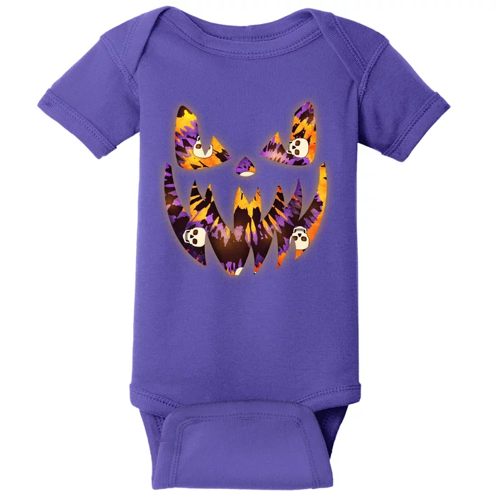 Halloween Tie Dye Jackolantern Face Baby Bodysuit